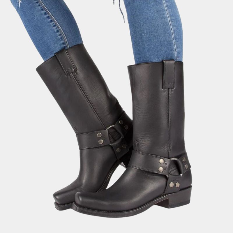 Stiefel Damen | Schaftstiefel mit Riemendetail