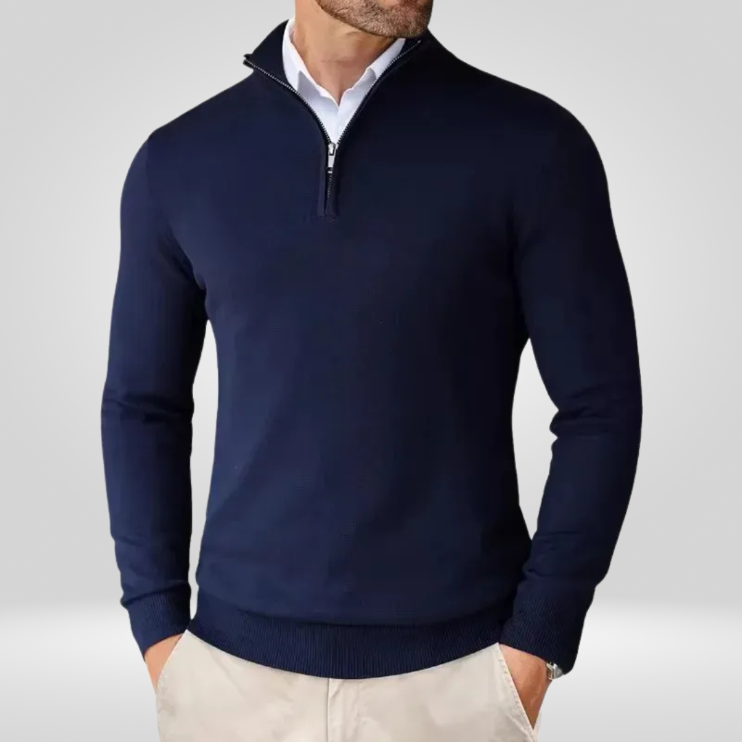 Herren Pullover | Slim Fit mit Stehkragen und Reißverschluss