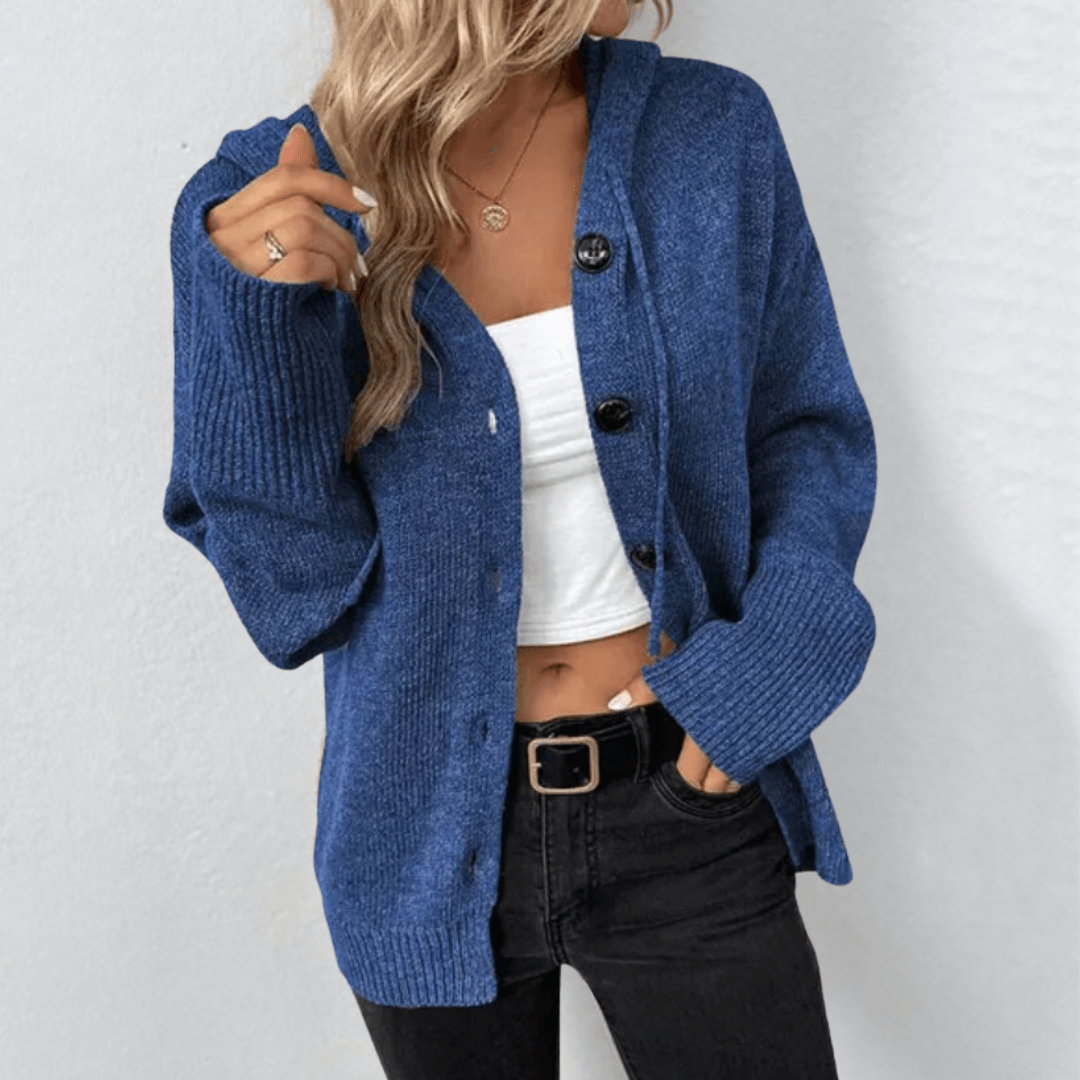 Damen Strickjacke | knöpfbare Front mit gerader Saumkante
