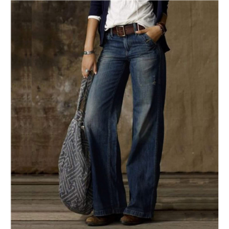 Damen Hose | hohe Taille mit weitem Bein und klarer Silhouette