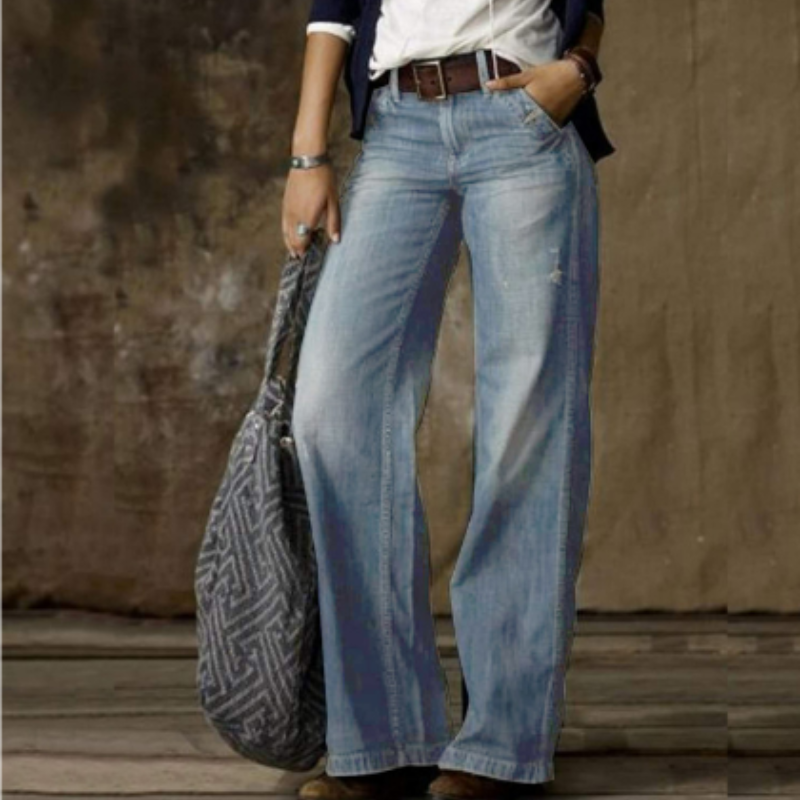 Damen Hose | hohe Taille mit weitem Bein und klarer Silhouette