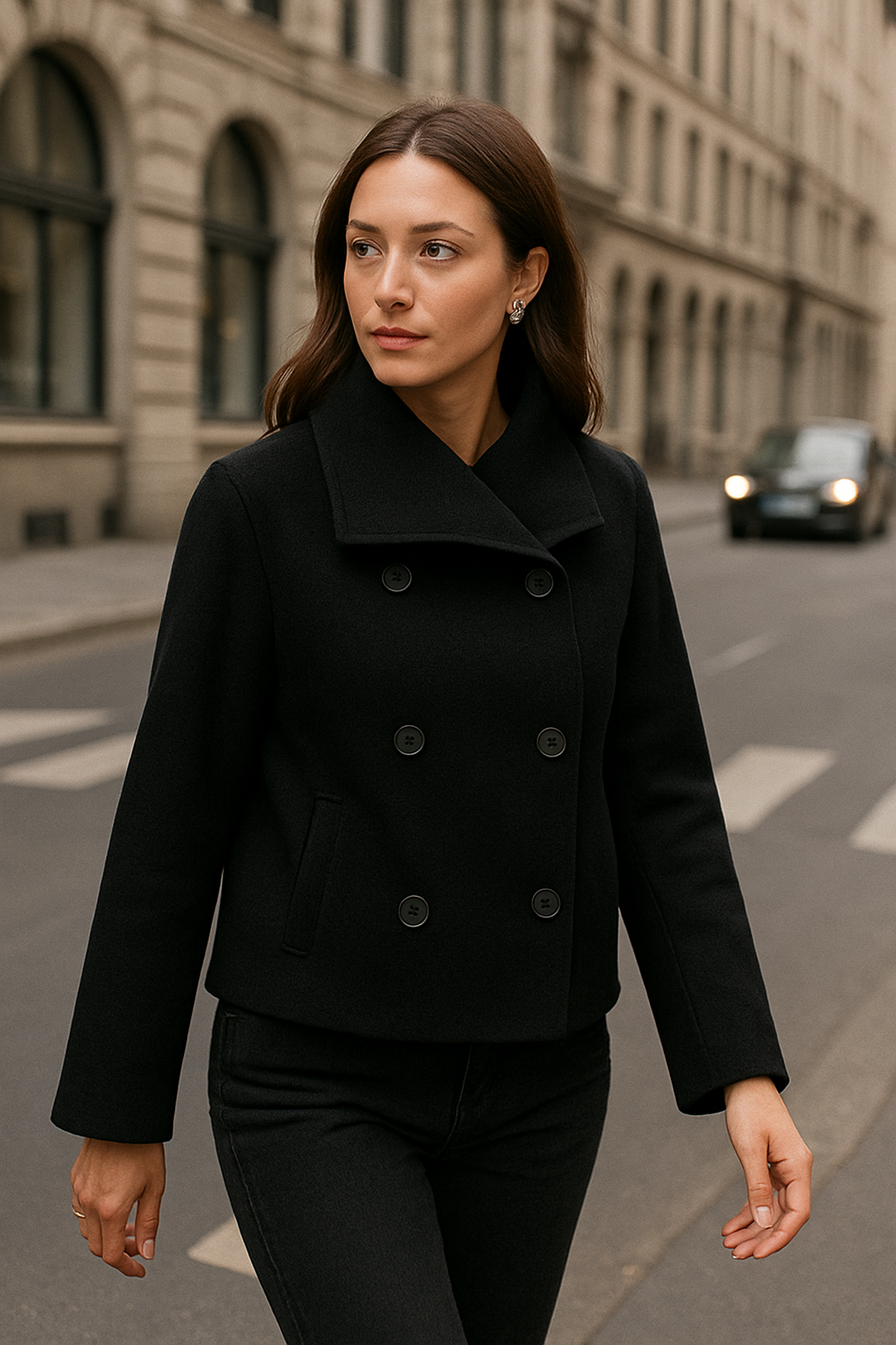 Jacke Damen | Doppelreiher mit breitem Kragen