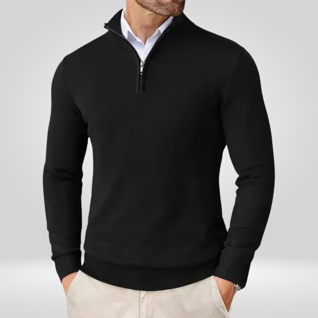 Herren Pullover | Slim Fit mit Stehkragen und Reißverschluss
