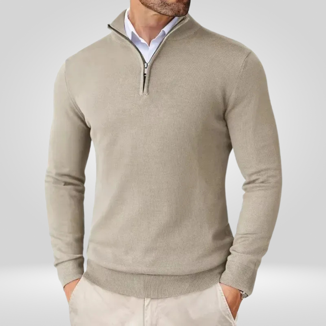 Herren Pullover | Slim Fit mit Stehkragen und Reißverschluss