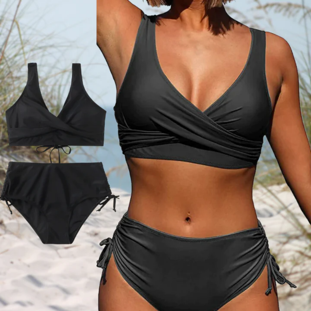 Bikini Damen | Zweiteiler mit Wickeloberteil und Seitenbindung