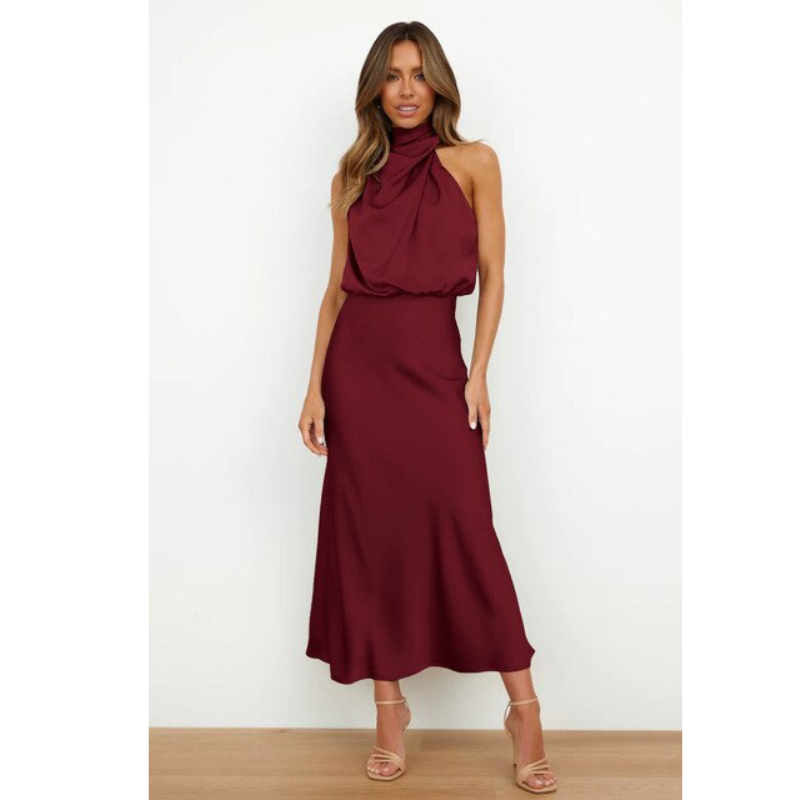 Damen Kleid | Midi-Silhouette mit einseitigem Schulterbereich