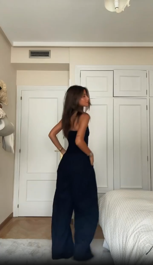 Jumpsuit Damen | Bandeau-Oberteil mit weitem Bein