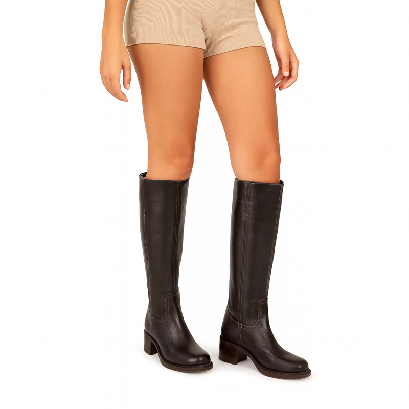 Klassischer Damen-Lederstiefel mit Blockabsatz | Handgefertigt