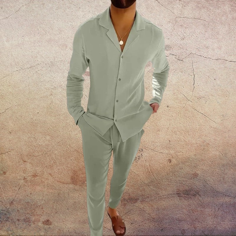 Herren Set | Hemdkragen mit Knopfleiste und gerader Hose