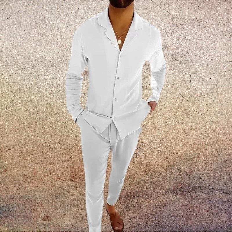 Herren Set | Hemdkragen mit Knopfleiste und gerader Hose