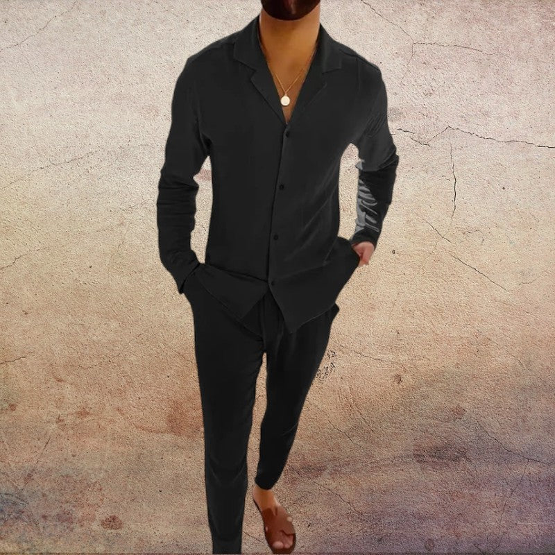 Herren Set | Hemdkragen mit Knopfleiste und gerader Hose