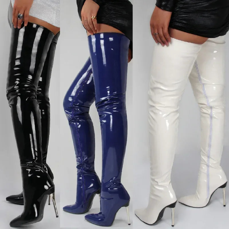 Damen Overknee Stiefel | spitze Zehenpartie und schmaler Absatz