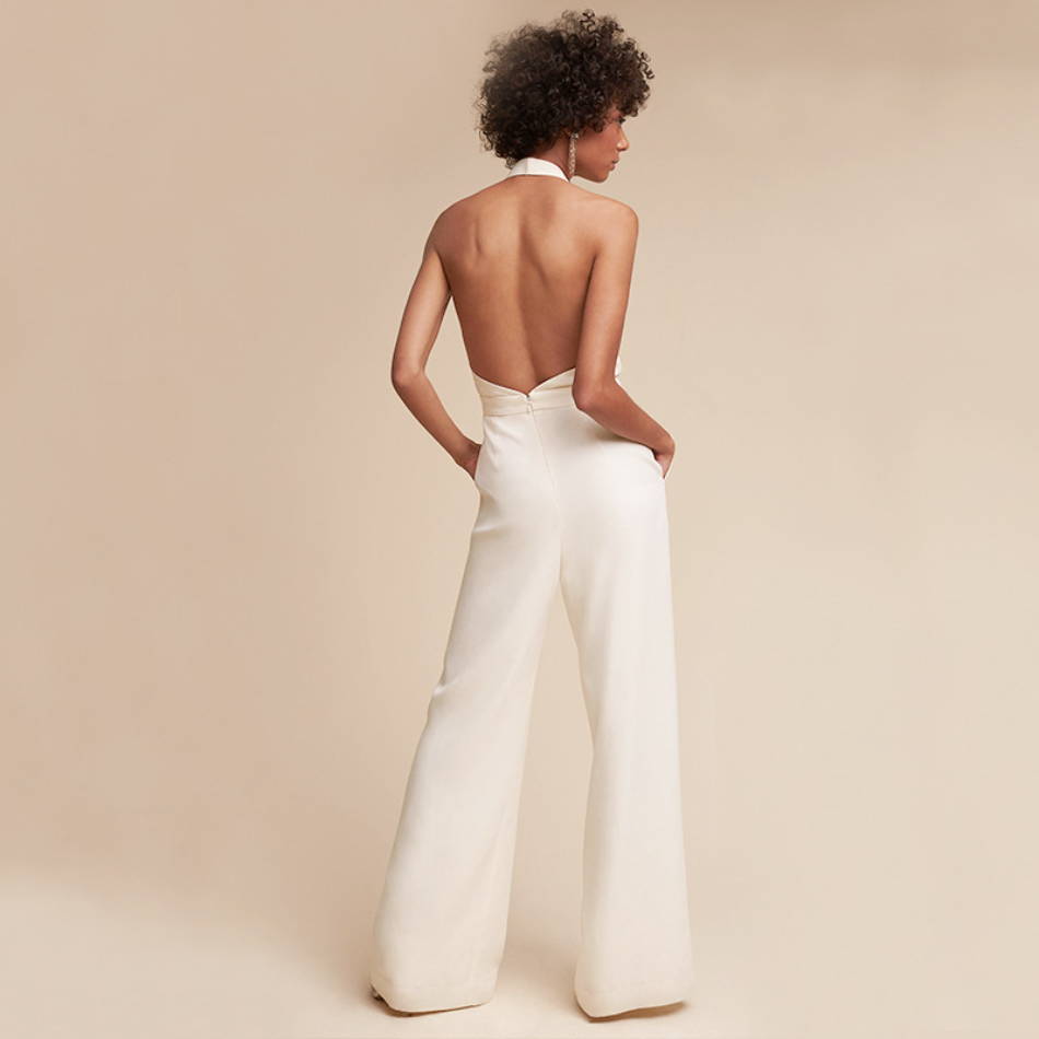 Damen Jumpsuit | Tiefer Ausschnitt mit weitem Beinverlauf