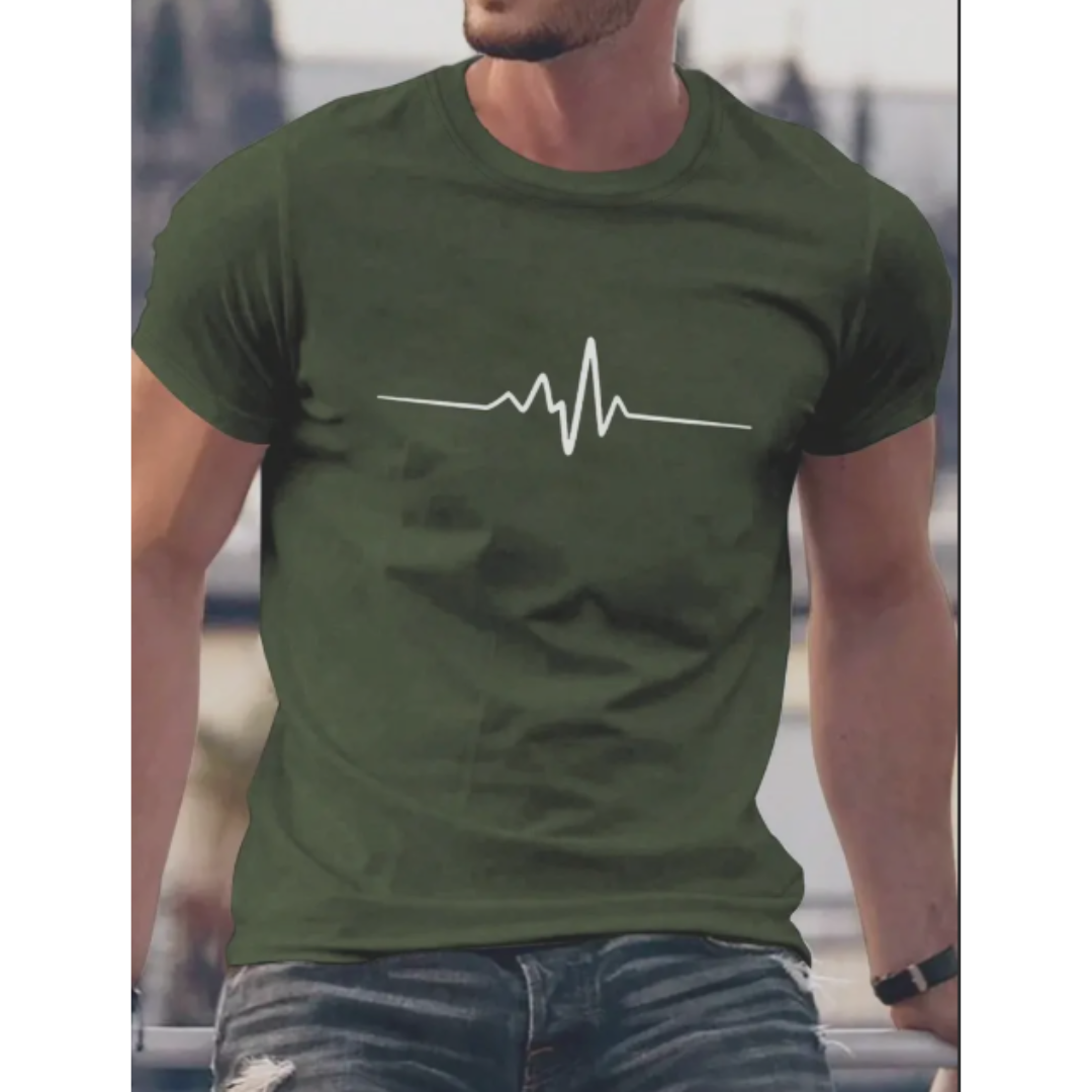 Kurzarmshirt Herren | Rundhals mit Linienmotiv