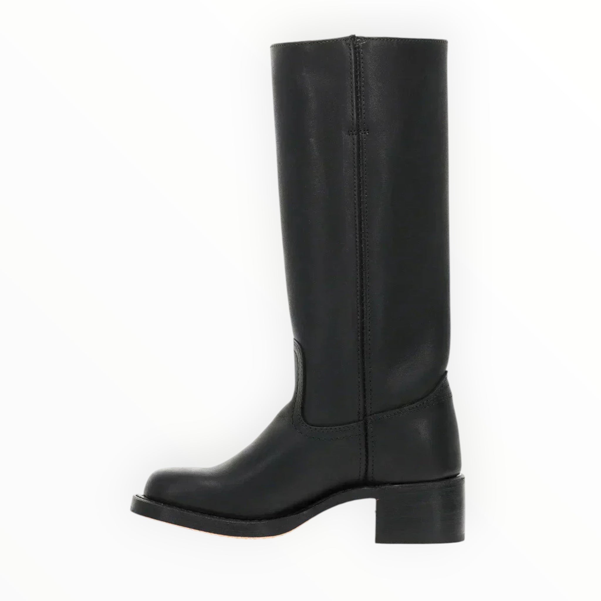 Klassischer Damen-Lederstiefel | Geschlossene Form mit Blockabsatz