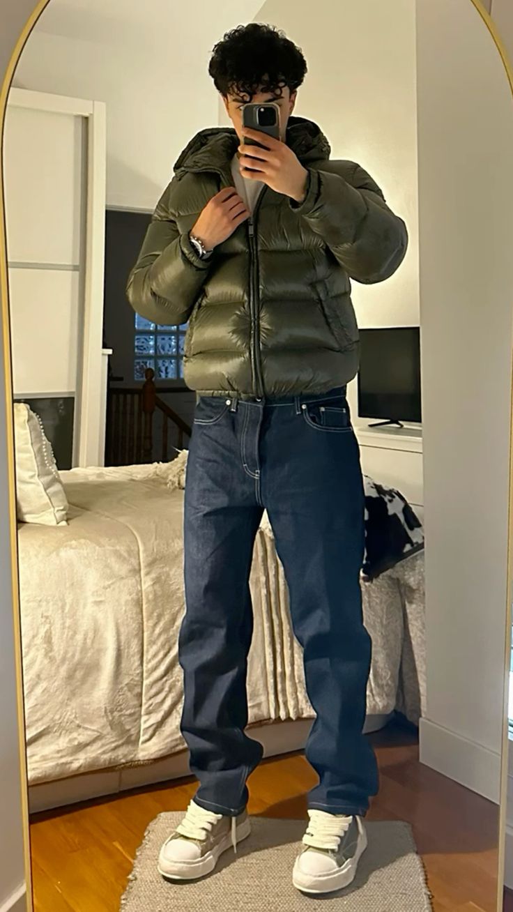 Herrenjacke | Gepolsterte Winterjacke mit Kapuze