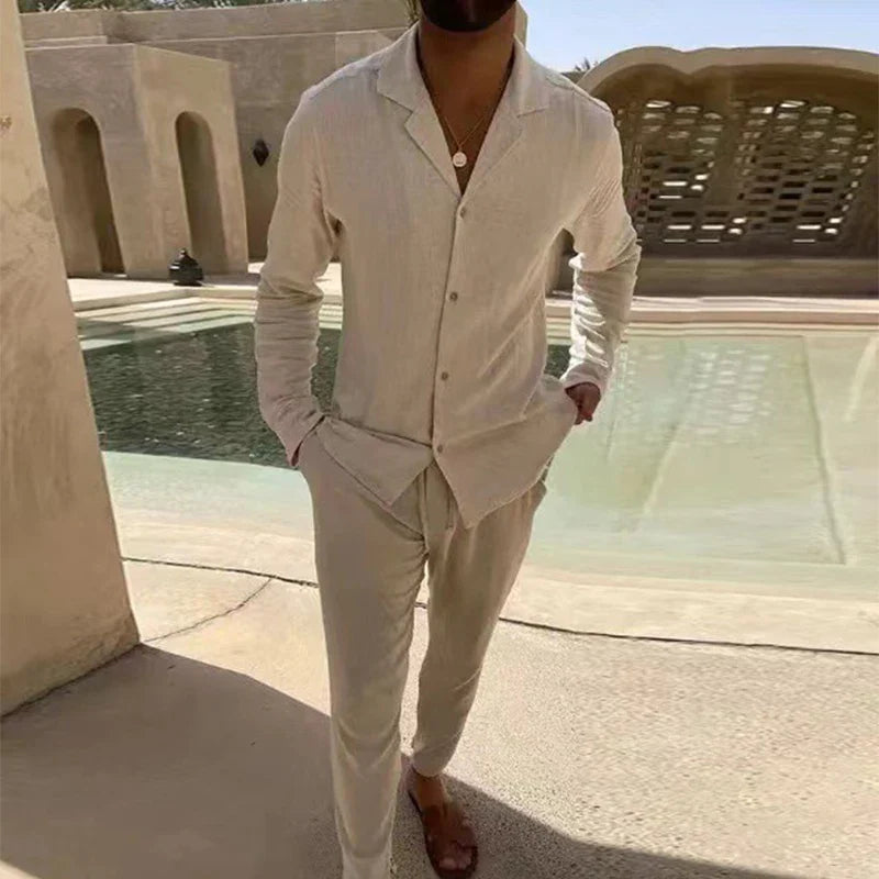 Herren Set | Hemdkragen mit Knopfleiste und gerader Hose