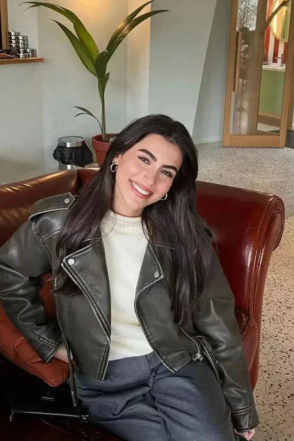 Jacke Damen | Asymmetrischer Reißverschluss mit Gürtel