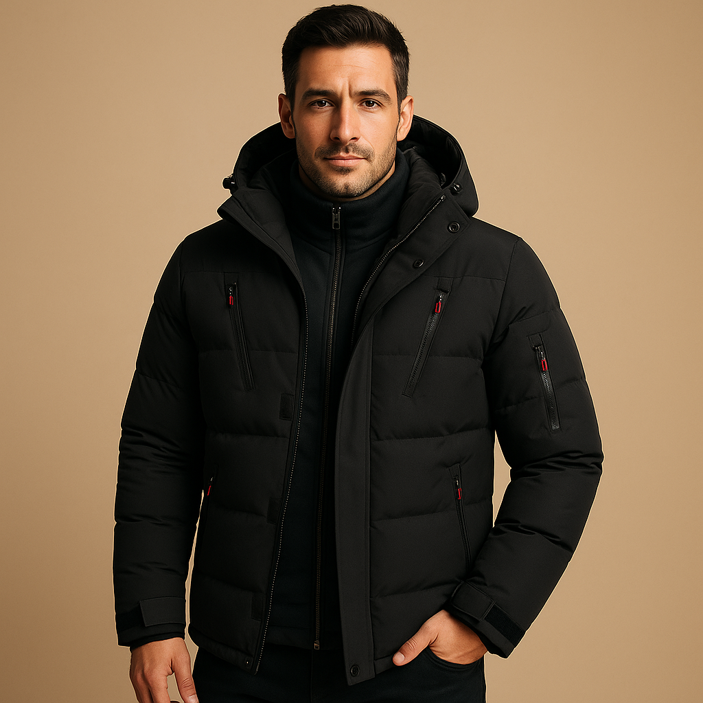 Herren Jacke | gleichmäßige Linien mit Kapuze und Taschen
