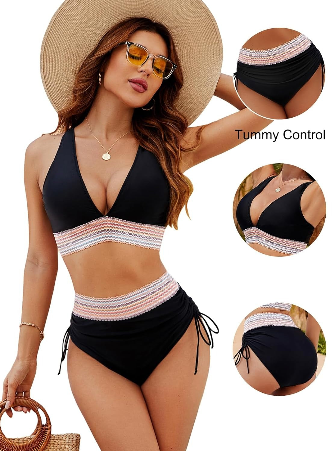 Bikini Damen | Triangeloberteil mit breitem Taillenband