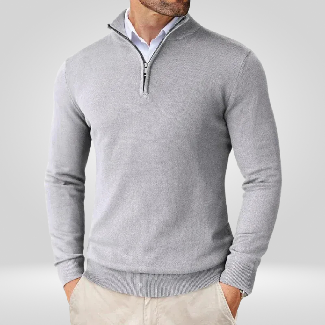 Herren Pullover | Slim Fit mit Stehkragen und Reißverschluss