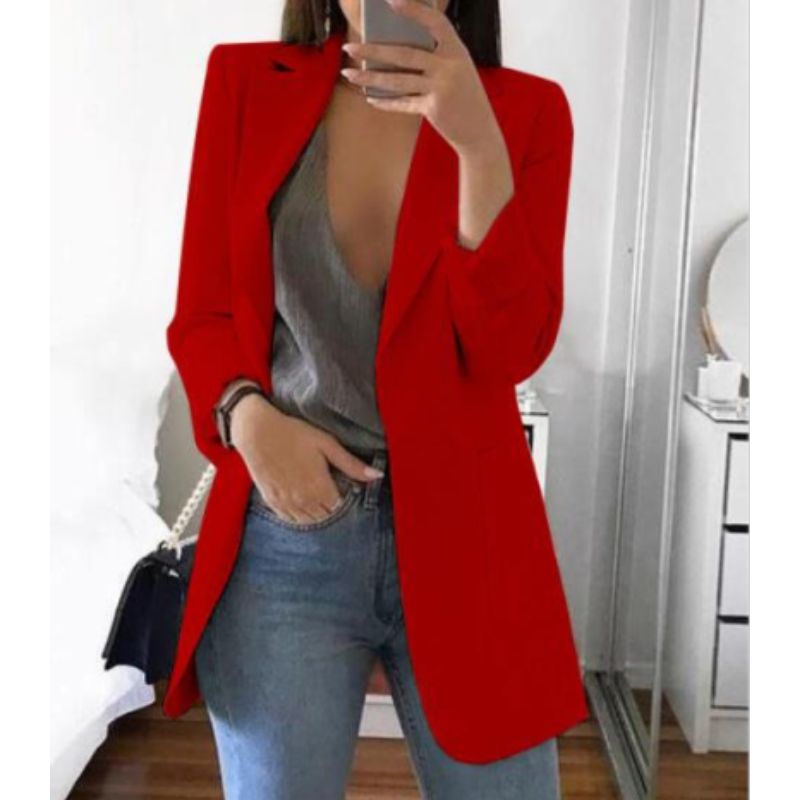 Damen Blazer | gerade Form mit langen Ärmeln und schlichter Front