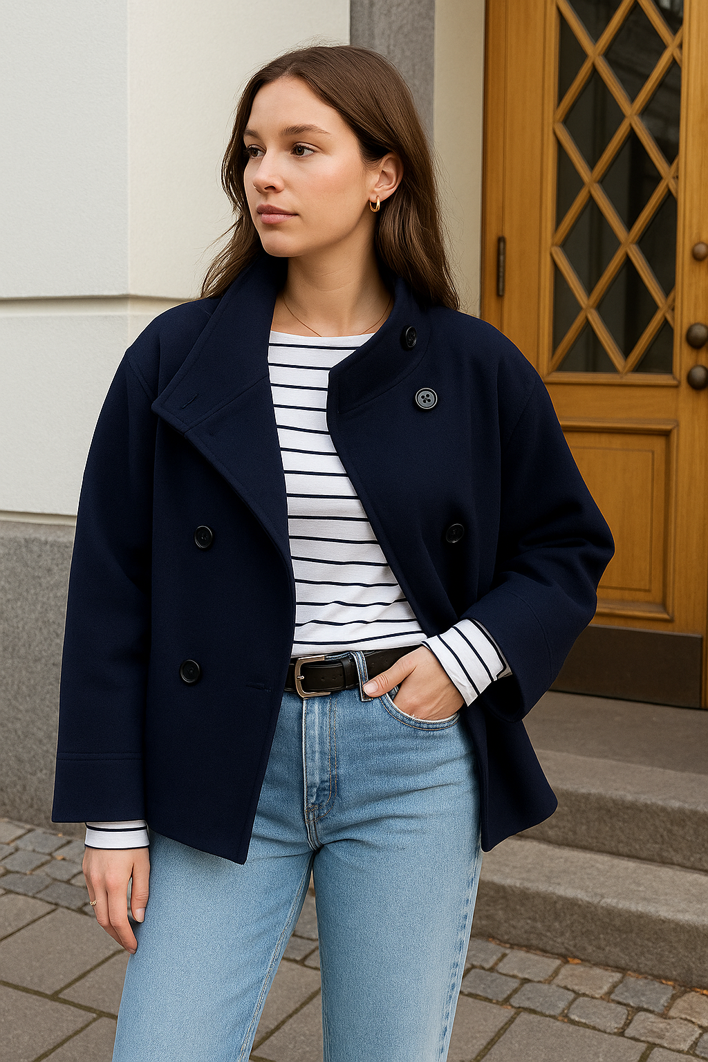 Jacke Damen | Doppelreiher mit breitem Kragen