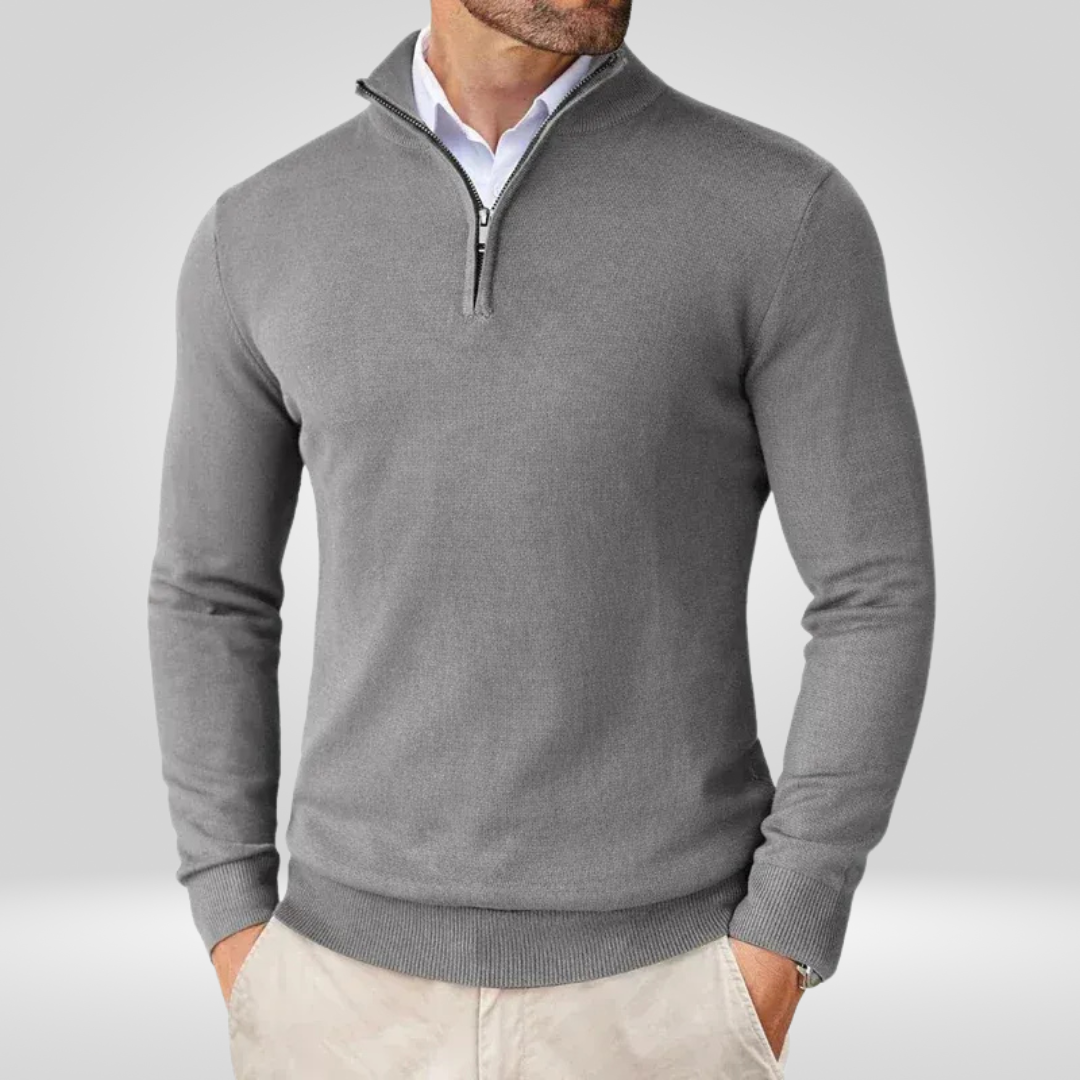 Herren Pullover | Slim Fit mit Stehkragen und Reißverschluss