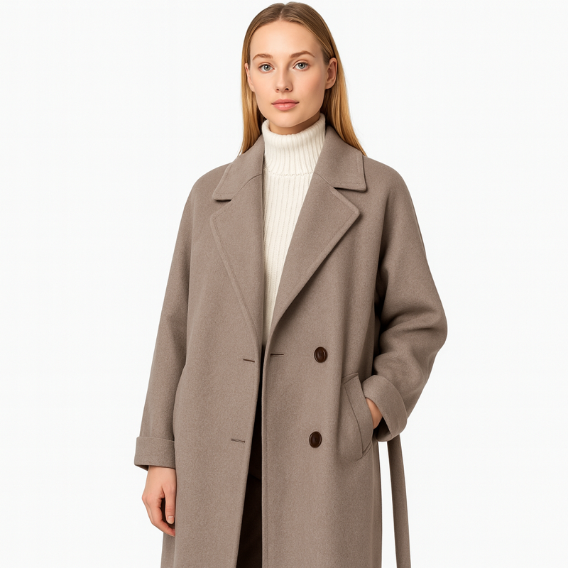 Damen Wollmantel Lang | Warmer Übergangsmantel für kalte Tage