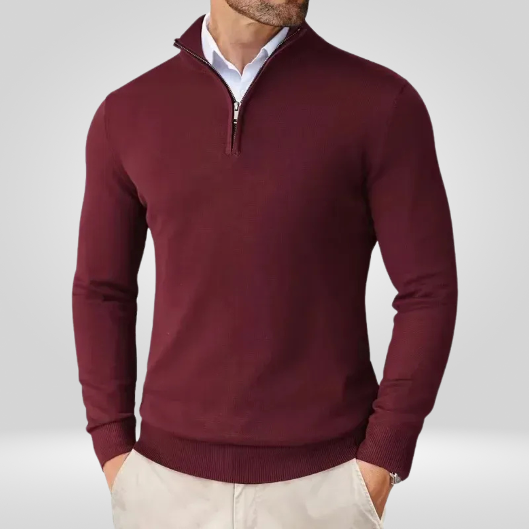 Herren Pullover | Slim Fit mit Stehkragen und Reißverschluss