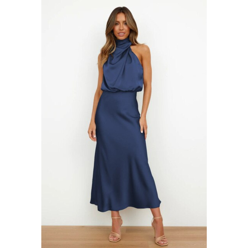 Damen Kleid | Midi-Silhouette mit einseitigem Schulterbereich