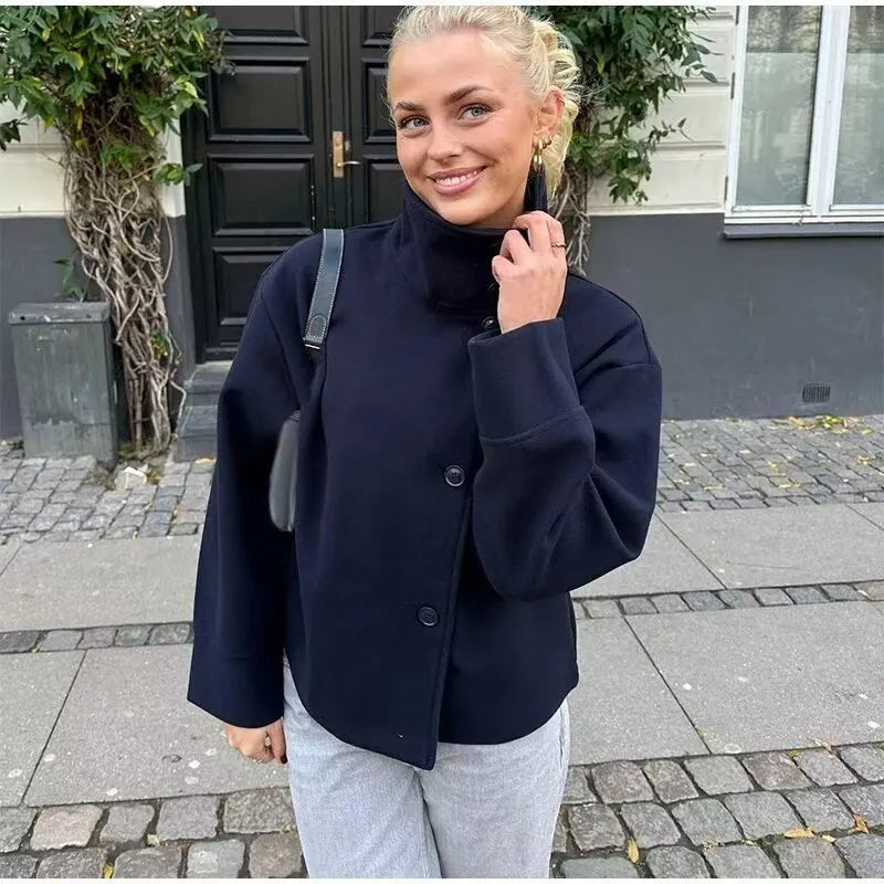 Damen Mantel | Zweireihige Knopfleiste und breiter Reverskragen