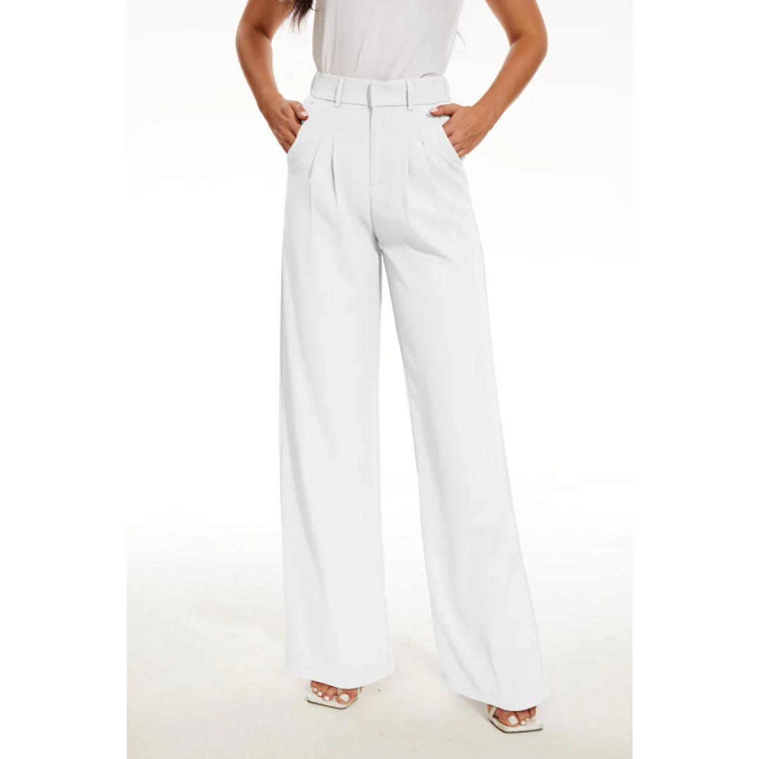 Damen Hose | hohe Taille mit weitem Bein und gerader Seitenlinie
