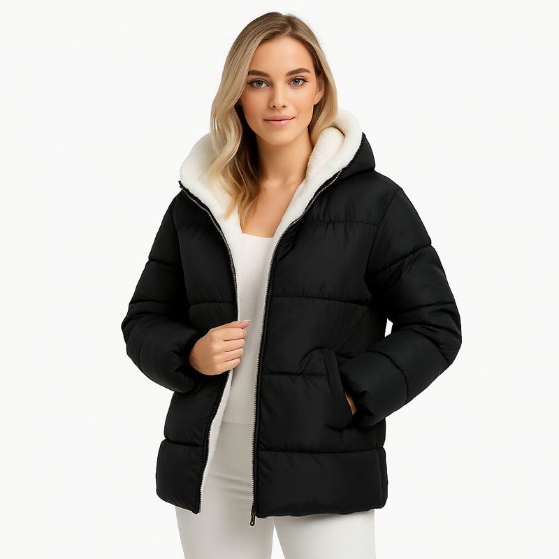 Damen Winterjacke mit Kapuze | Geschlossene Form für Wintertage