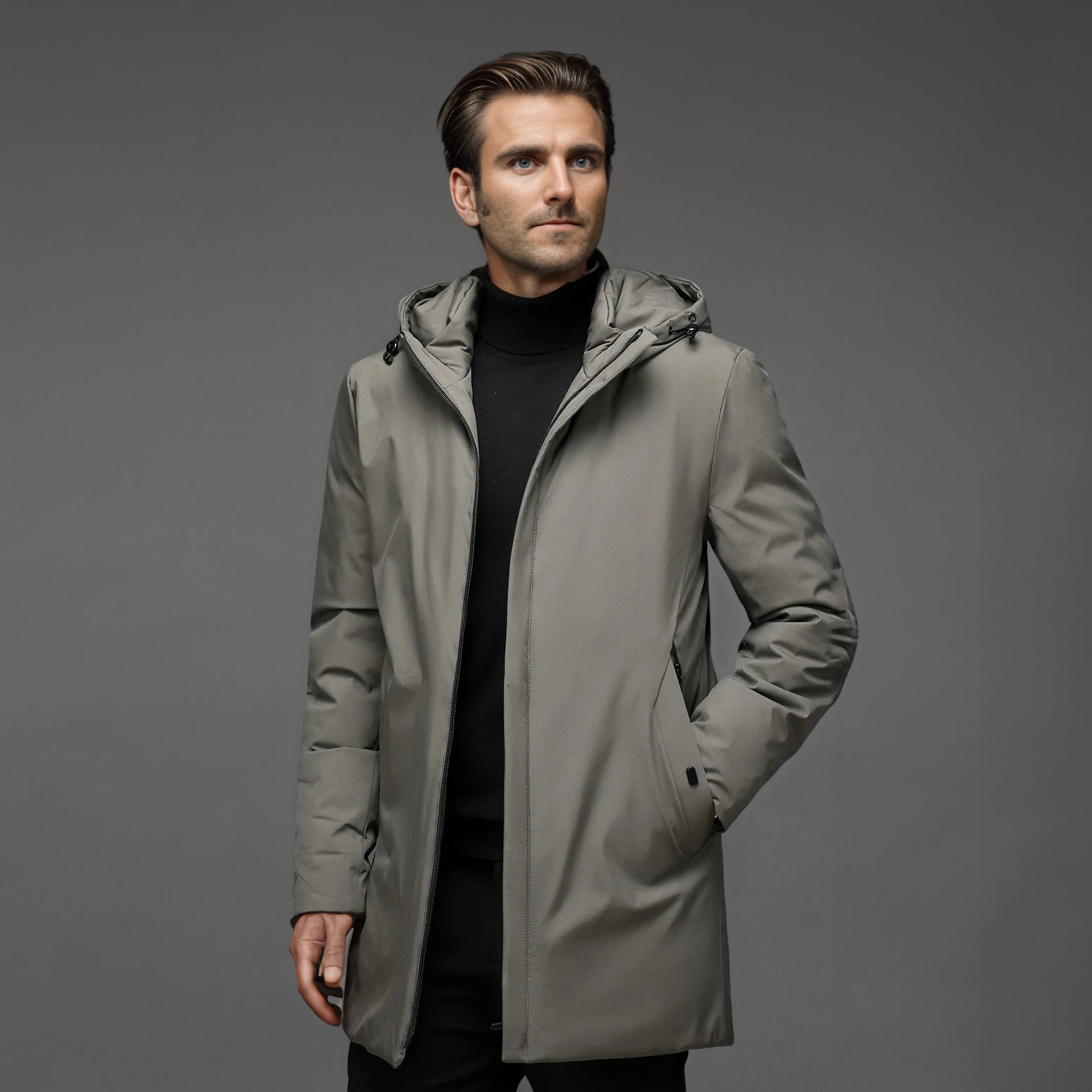 Herren Winterjacke | gerade Form mit durchgehendem Verschluss