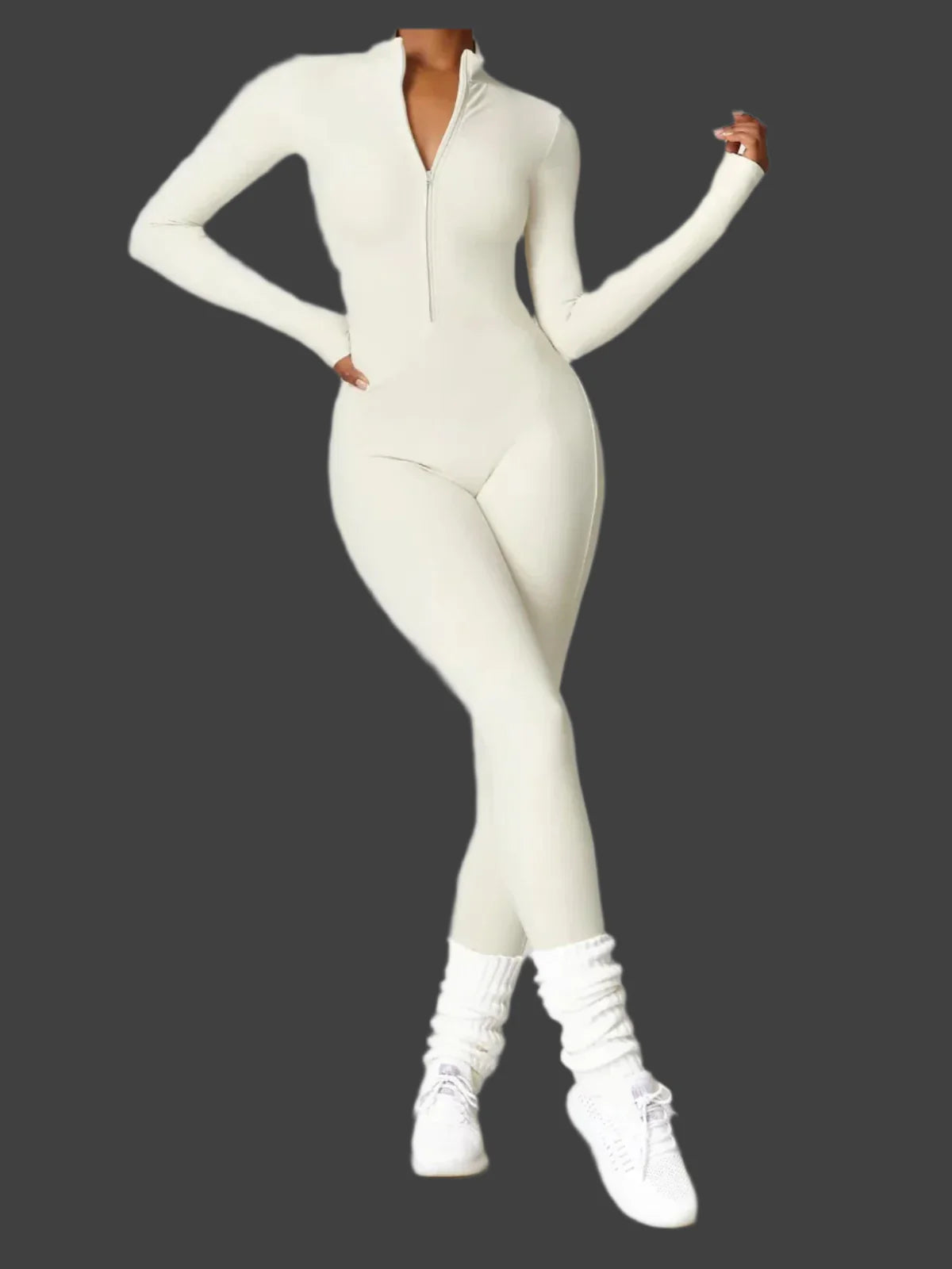 Jumpsuit Damen | Stehkragen mit Frontreißverschluss