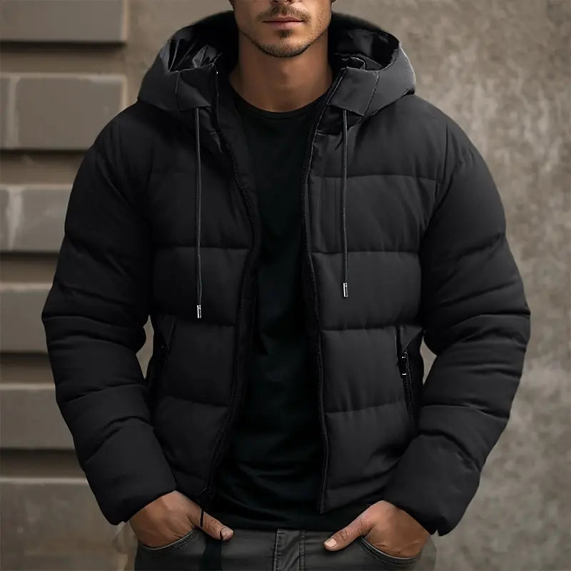 Herren Jacke Puffer | Kapuze und verlängerte Form