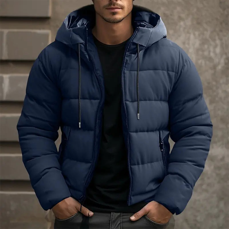 Herren Jacke Puffer | Kapuze und verlängerte Form
