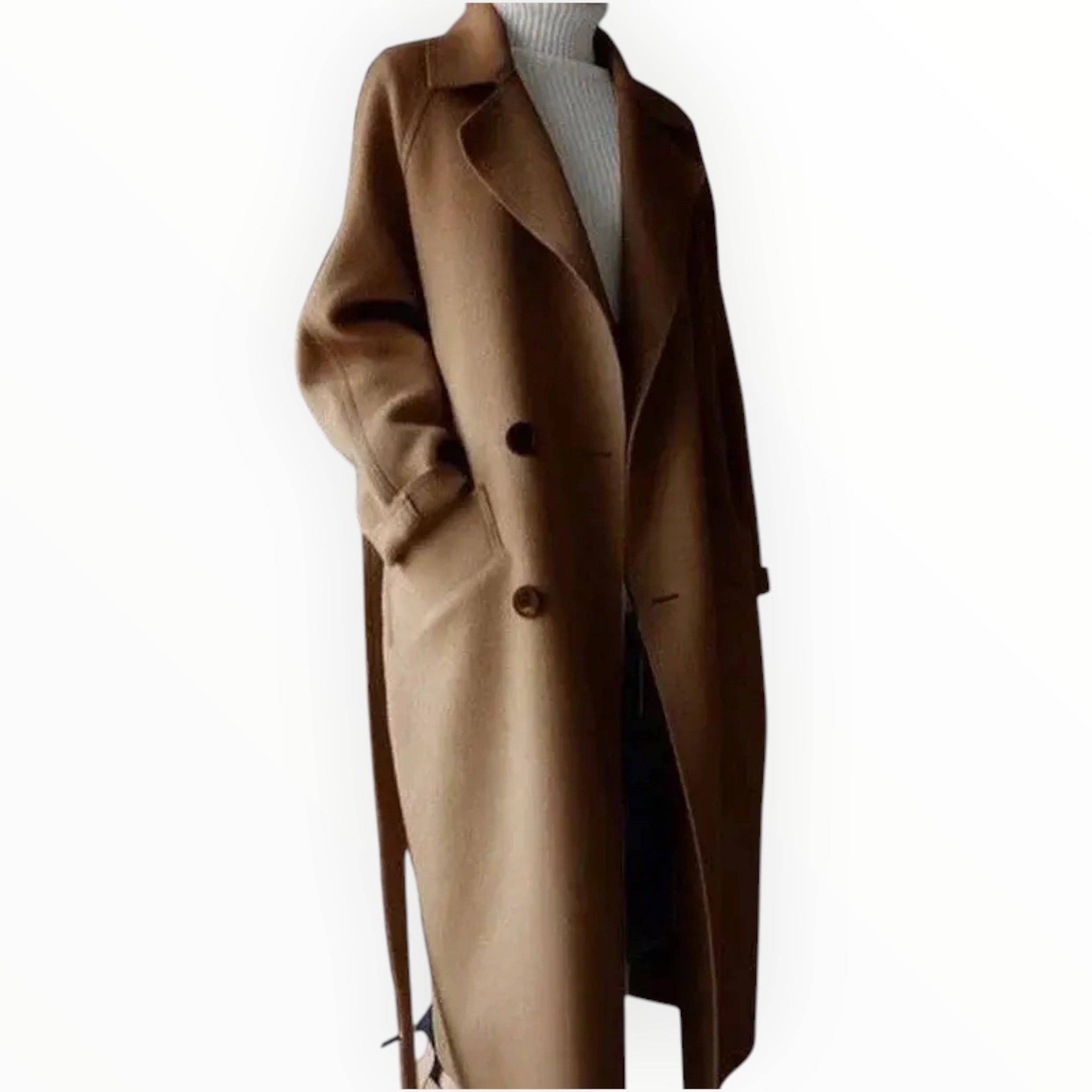 Damen Wollmantel Lang | Warmer Übergangsmantel für kalte Tage