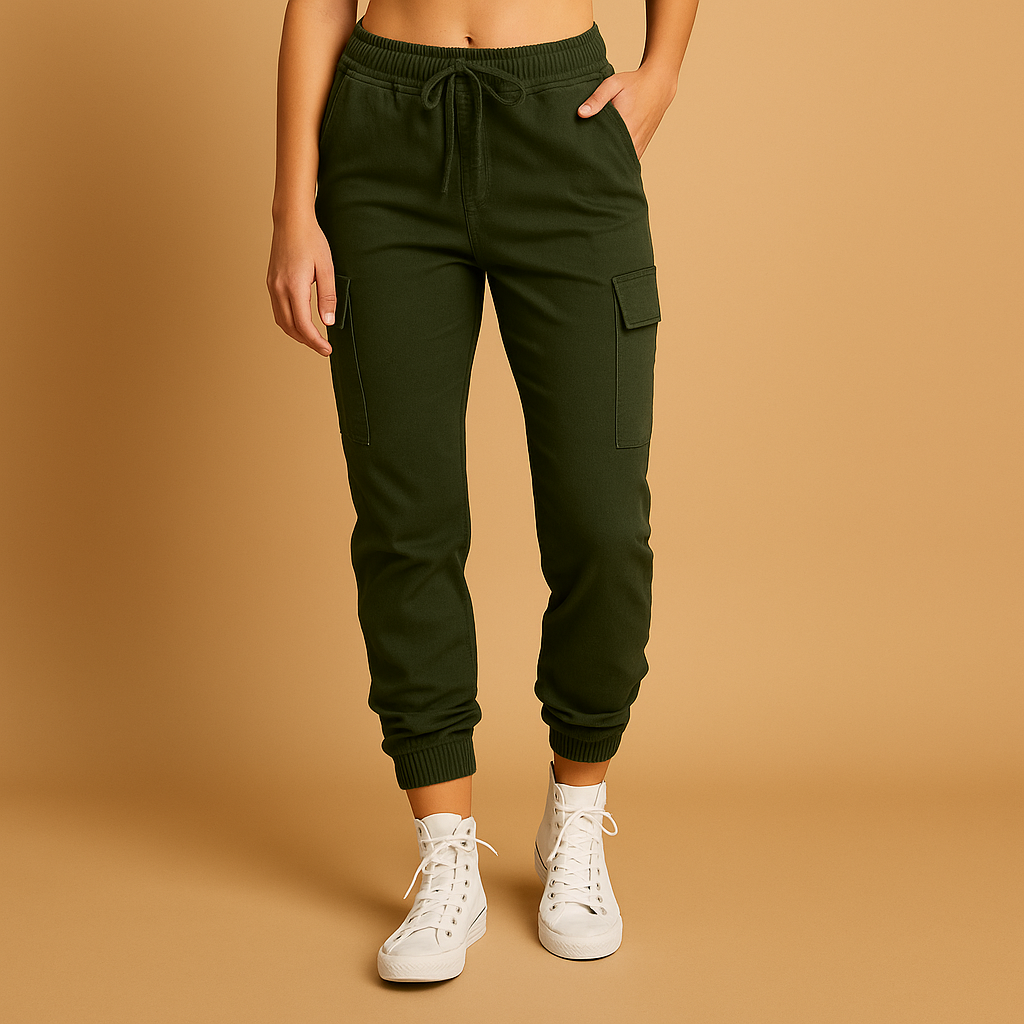 Damen Cargo Hose | hohe Taille mit seitlichen Taschen