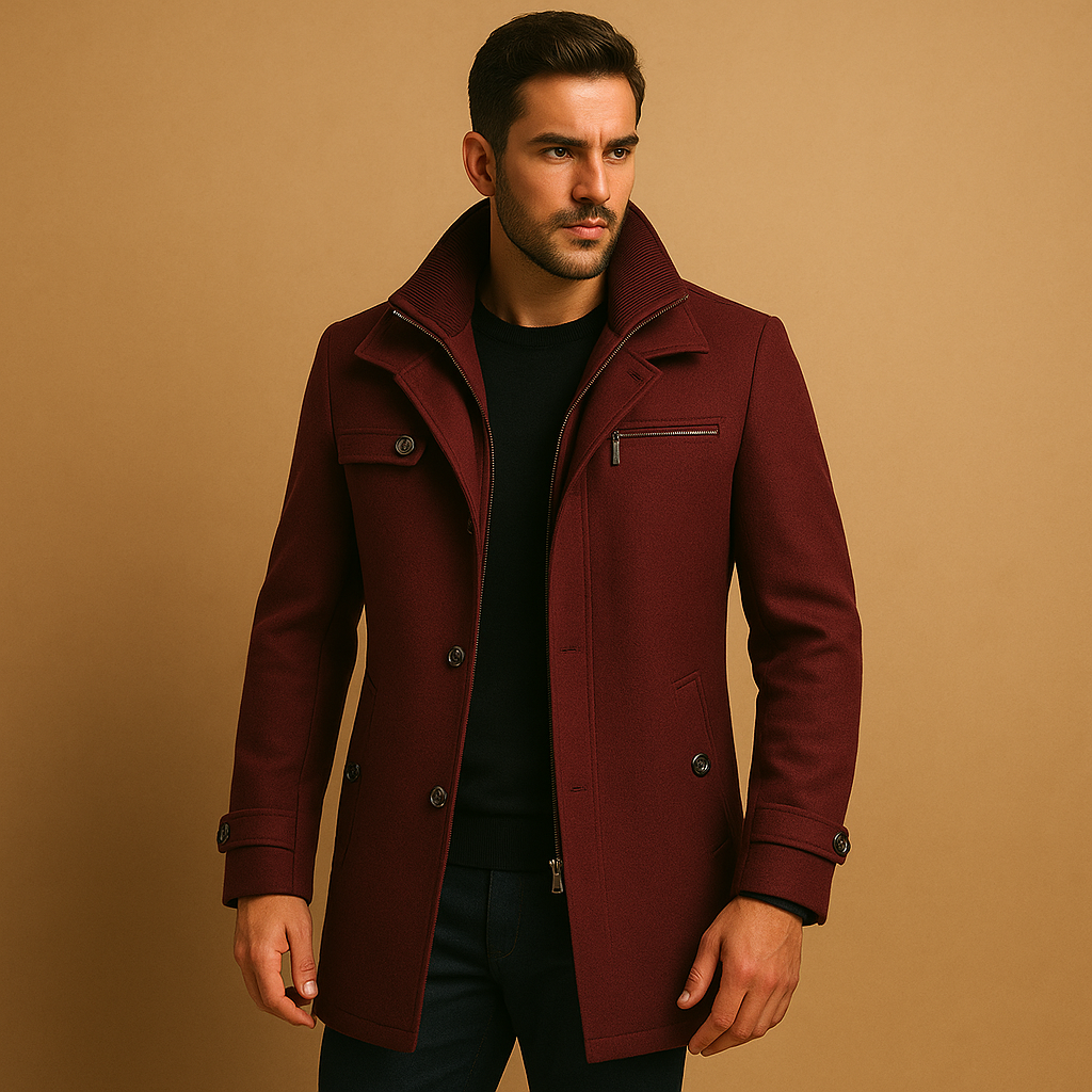 Herren Jacke | gerade Ausführung mit Frontöffnung und Kragenbereich