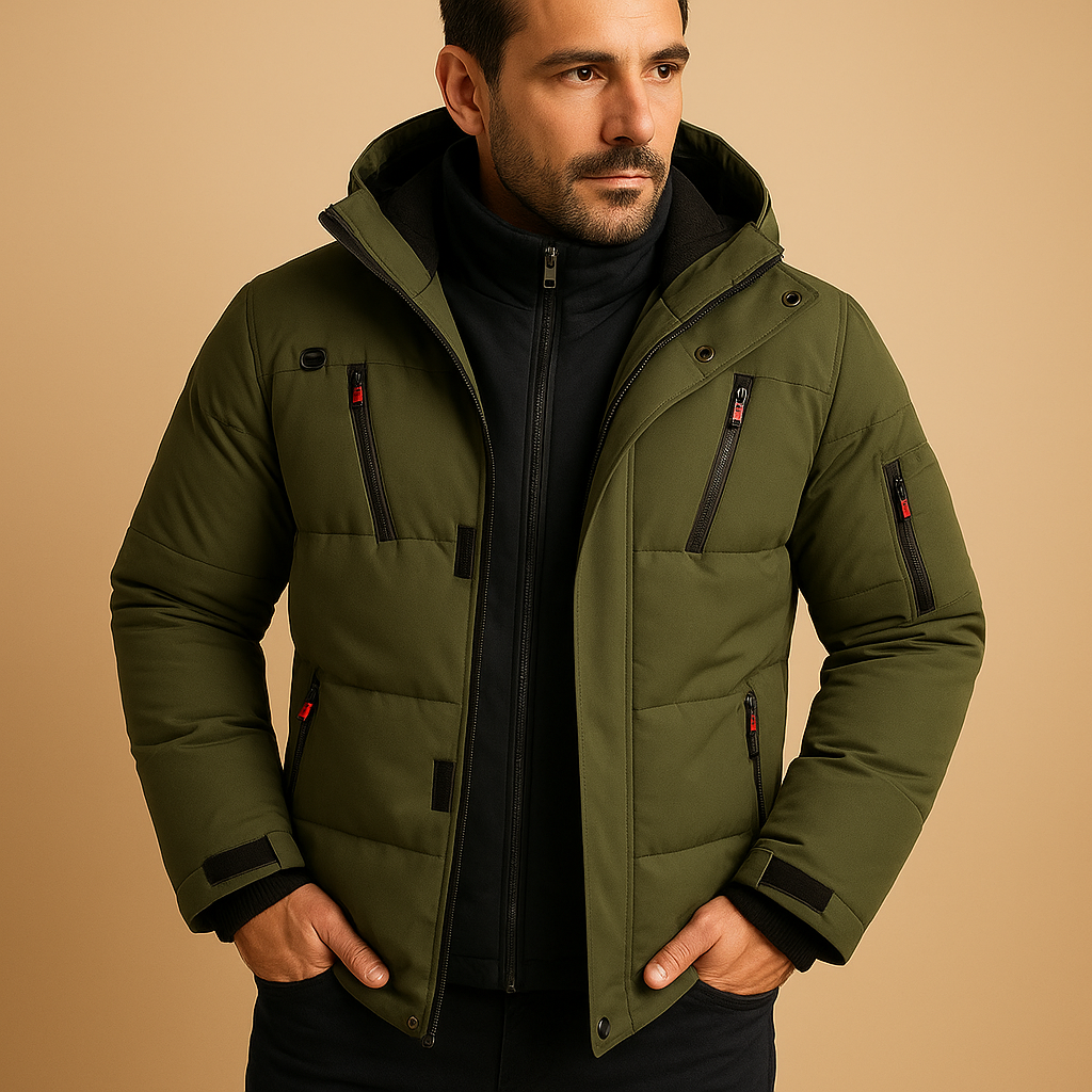 Herren Jacke | gleichmäßige Linien mit Kapuze und Taschen