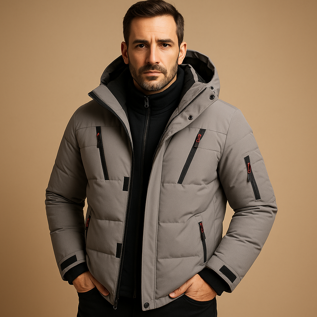 Herren Jacke | gleichmäßige Linien mit Kapuze und Taschen